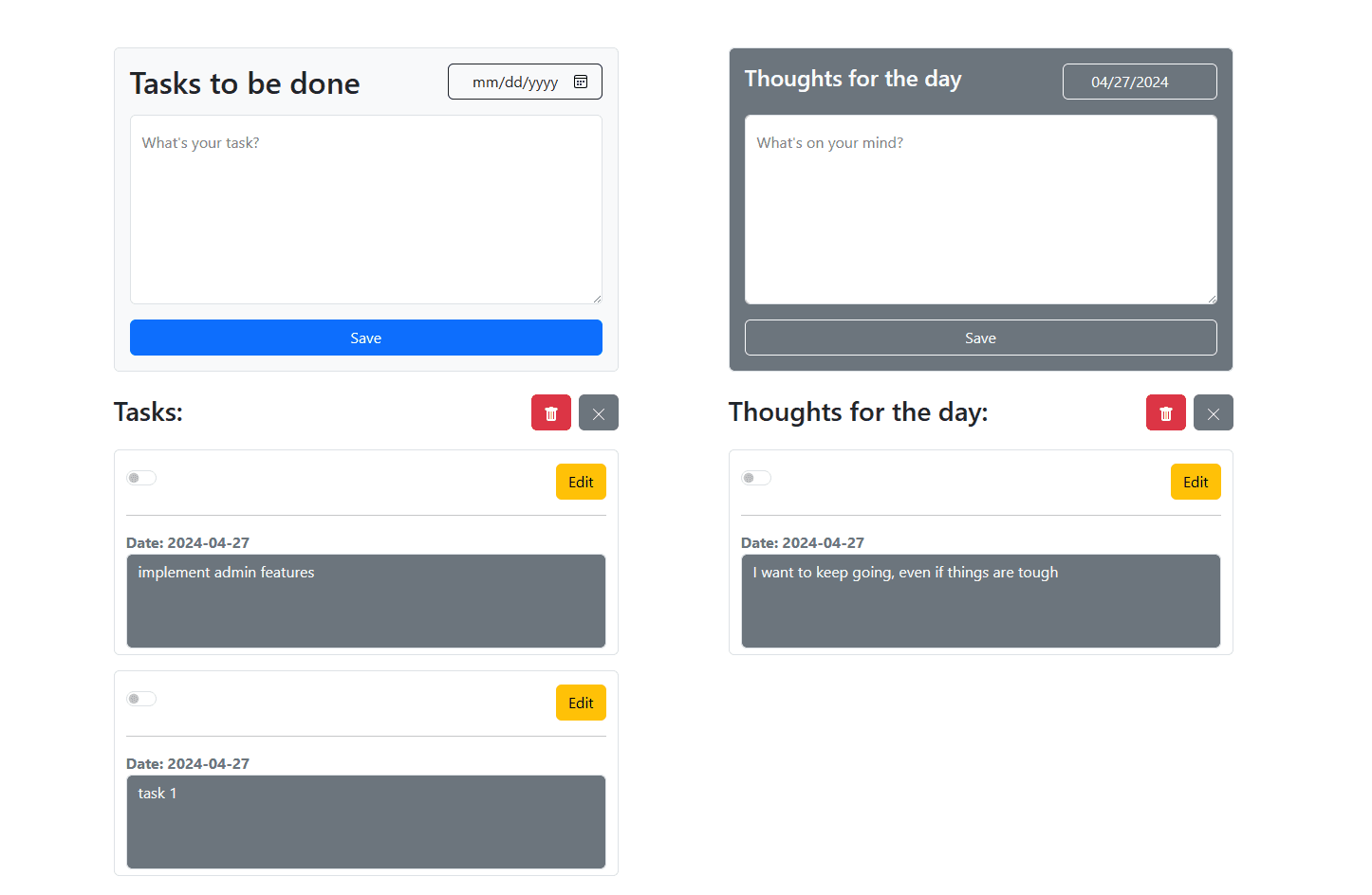 Task & Thoughts